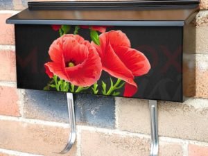 Poppies on Dark Background Townhouse Mailbox Cover
