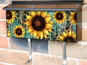 Sunflowers on Wood Pattern Townhouse Mailbox Cover