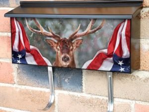 American Flag and a Winter Deer Townhouse Mailbox Cover