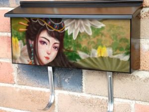 Geisha Reading a Book Townhouse Mailbox Cover