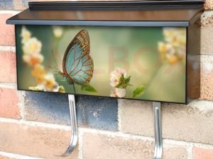 Blue Butterfly on a Flower Townhouse Mailbox Cover
