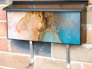 Blue and Gold Color Marble Design Townhouse Mailbox Cover