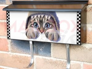 Cute Hungry Tabby Cat Townhouse Mailbox Cover