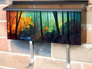 Beautiful  Trees and Stream Townhouse Mailbox Cover