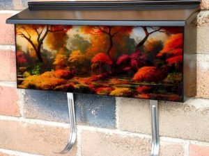 Trees and a Pond Townhouse Mailbox Cover