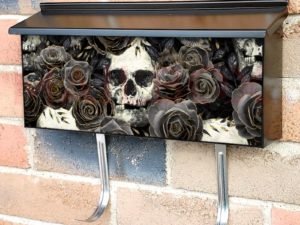 Gothic Skulls and Black Roses Townhouse Mailbox Cover