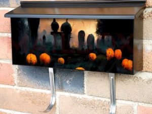 Glowing Pumpkins in the Cemetery Townhouse Mailbox Cover