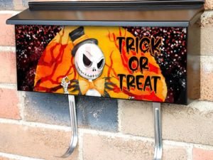 Halloween Pumpkin Skeleton #2 Townhouse Mailbox Cover