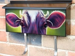 Colorful Young Cow Townhouse Mailbox Cover