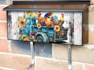 Farmhouse Truck and Chickens Townhouse Mailbox Cover