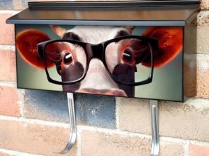 Cow in Eyeglasses #1 Townhouse Mailbox Cover