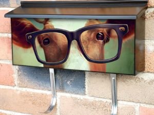 Cow in Eyeglasses #2 Townhouse Mailbox Cover