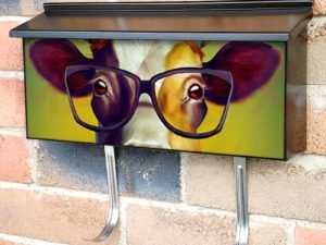 Cow in Eyeglasses #3 Townhouse Mailbox Cover