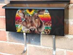 Young Cow with Sunflowers Townhouse Mailbox Cover