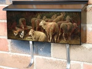 Feeding Time in the Barn Townhouse Mailbox Cover