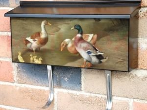 A Duck Family at the Stream Townhouse Mailbox Cover
