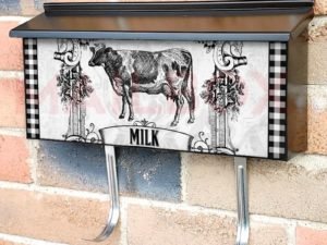 Vintage Milk Farm Cow Design Townhouse Mailbox Cover