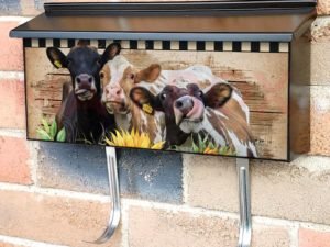 Farmhouse Cow Trio Townhouse Mailbox Cover