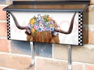 Highland Cow and Flowers Townhouse Mailbox Cover