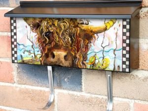 Cute Cow with Curly Hair Townhouse Mailbox Cover