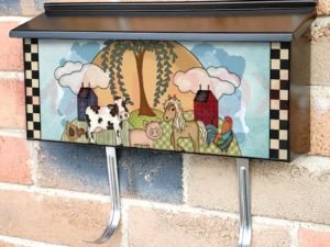 Farm Animals and Saltbox Houses Townhouse Mailbox Cover