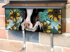 Cow with Sunflowers Townhouse Mailbox Cover