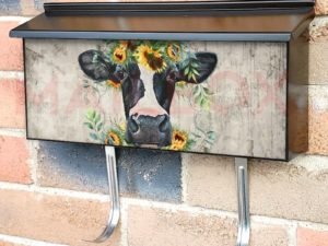 Cow Head with Sunflowers Townhouse Mailbox Cover
