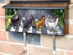 Hens Crossing the Road Townhouse Mailbox Cover
