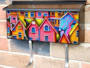 Cute Fishing Village Townhouse Mailbox Cover