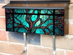 Stained Glass Tree Design Townhouse Mailbox Cover