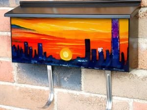Rainbow Colored Cities - New York Townhouse Mailbox Cover