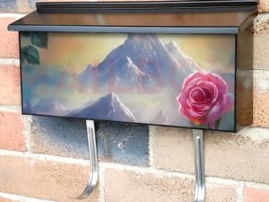 Foggy Hills and Roses Townhouse Mailbox Cover