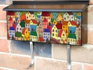 Cute Colorful Village Townhouse Mailbox Cover