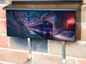 Train in the Winter Alps Townhouse Mailbox Cover