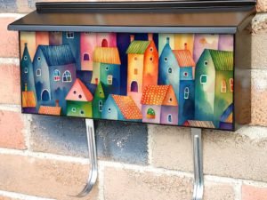 Cute Colorful Houses #2 Townhouse Mailbox Cover