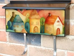 Cute Colorful Houses #3 Townhouse Mailbox Cover