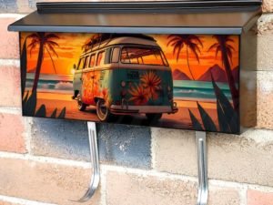 Hippy Wagon at the Beach #2 Townhouse Mailbox Cover