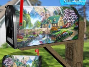 Church Beside the River Decorative Rural Farm Mailbox Cover