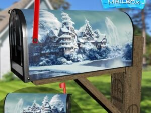 Castle at the Frozen River Decorative Rural Farm Mailbox Cover