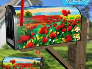 Land of Poppies Decorative Rural Farm Mailbox Cover