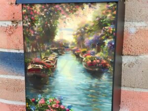 Pretty Boats on the Canal Colonial Mailbox Cover