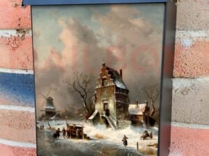 Skaters on a Pond by C H J Leickert Colonial Mailbox Cover