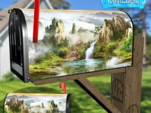 Summer Lake with Waterfall Decorative Rural Farm Mailbox Cover