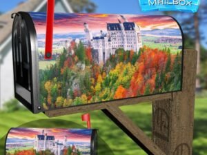 Fairytale Neuschwanstein Castle Decorative Rural Farm Mailbox Cover