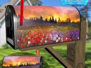 Poppy and Daisy Field Decorative Rural Farm Mailbox Cover