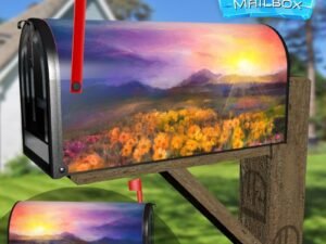 Golden Daisy Flowers in the Sunset Decorative Rural Farm Mailbox Cover