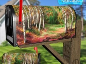 Birch Trees at Springtime Decorative Rural Farm Mailbox Cover