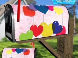 Colorful Valentine's Hearts Decorative Rural Farm Mailbox Cover