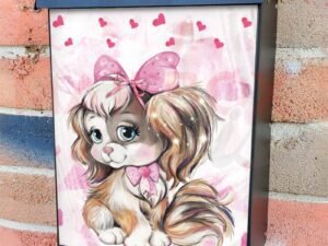 Valentine's Day Puppy and Hearts #1 Colonial Mailbox Cover