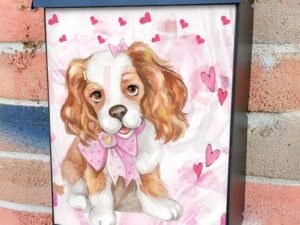 Valentine's Day Puppy and Hearts #3 Colonial Mailbox Cover